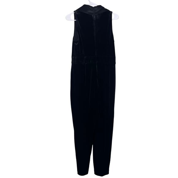 Eliza J Black Velvet Tuxedo Shawl Collar Sleeveless Jumpsuit Size 12P - Picture 6 of 7